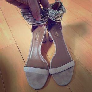Aquazzura Nude/Gold suede sandals in size 39 1/2